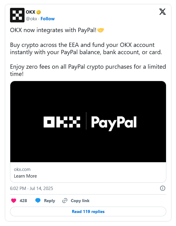 密码世界的桥梁;OKX_与_PayPal_联手，欧洲加密支付的新篇章