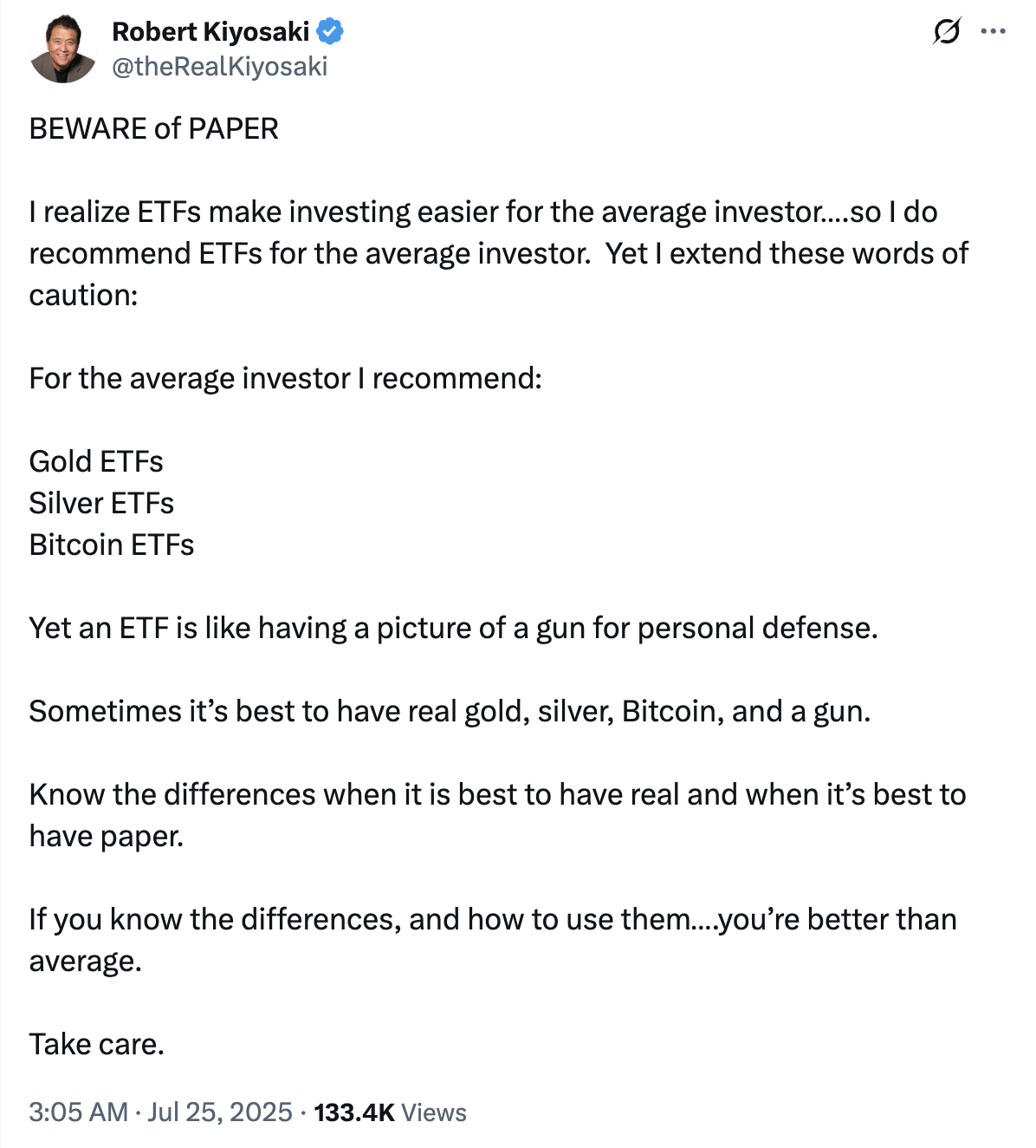 数字黄金的“纸”与“实”;清崎警告ETF风险，专家力证其安全性